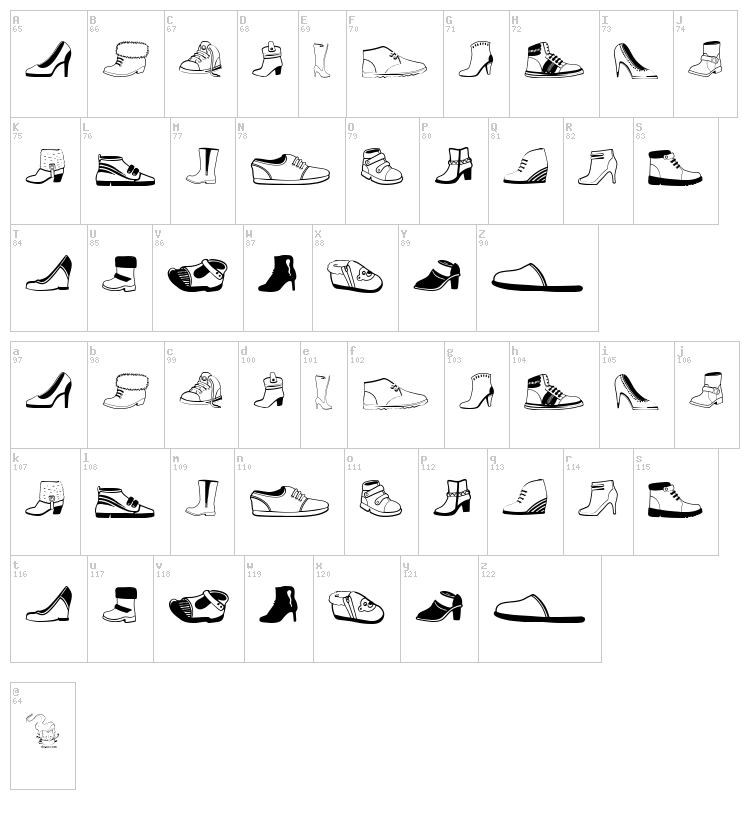 Women And Shoes font map