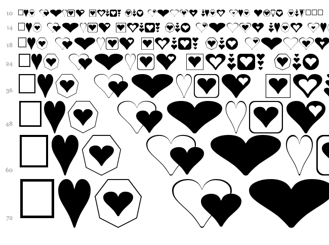Hearts for 3D FX font waterfall