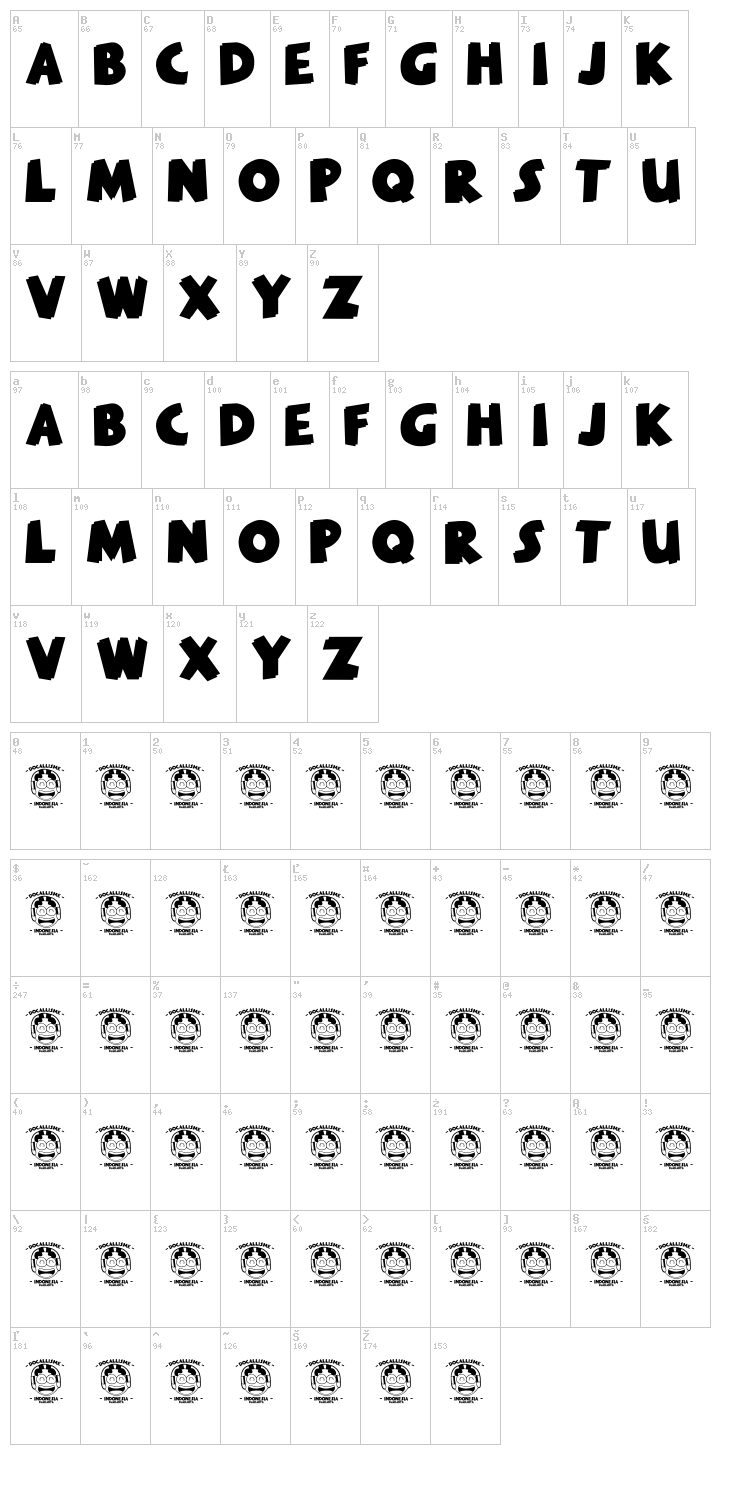 Melankolia font map