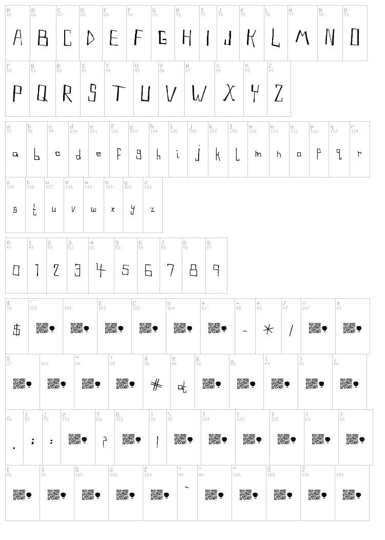 Natural Products font map