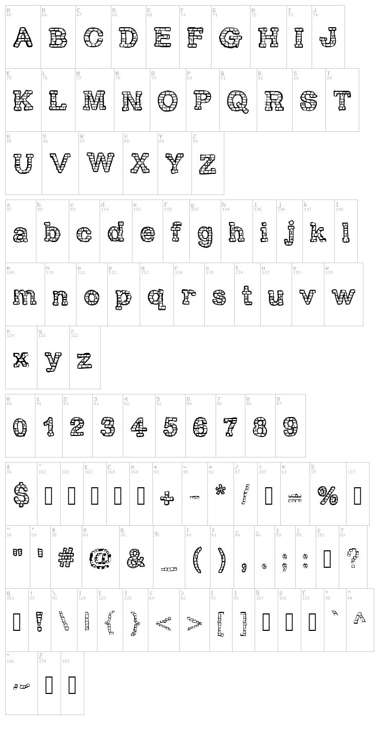 RH Brickhaus Proto font map