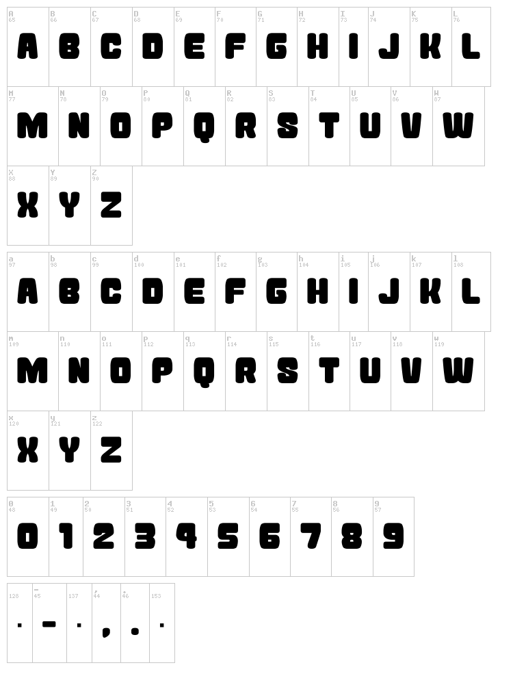 Atama Simple font map