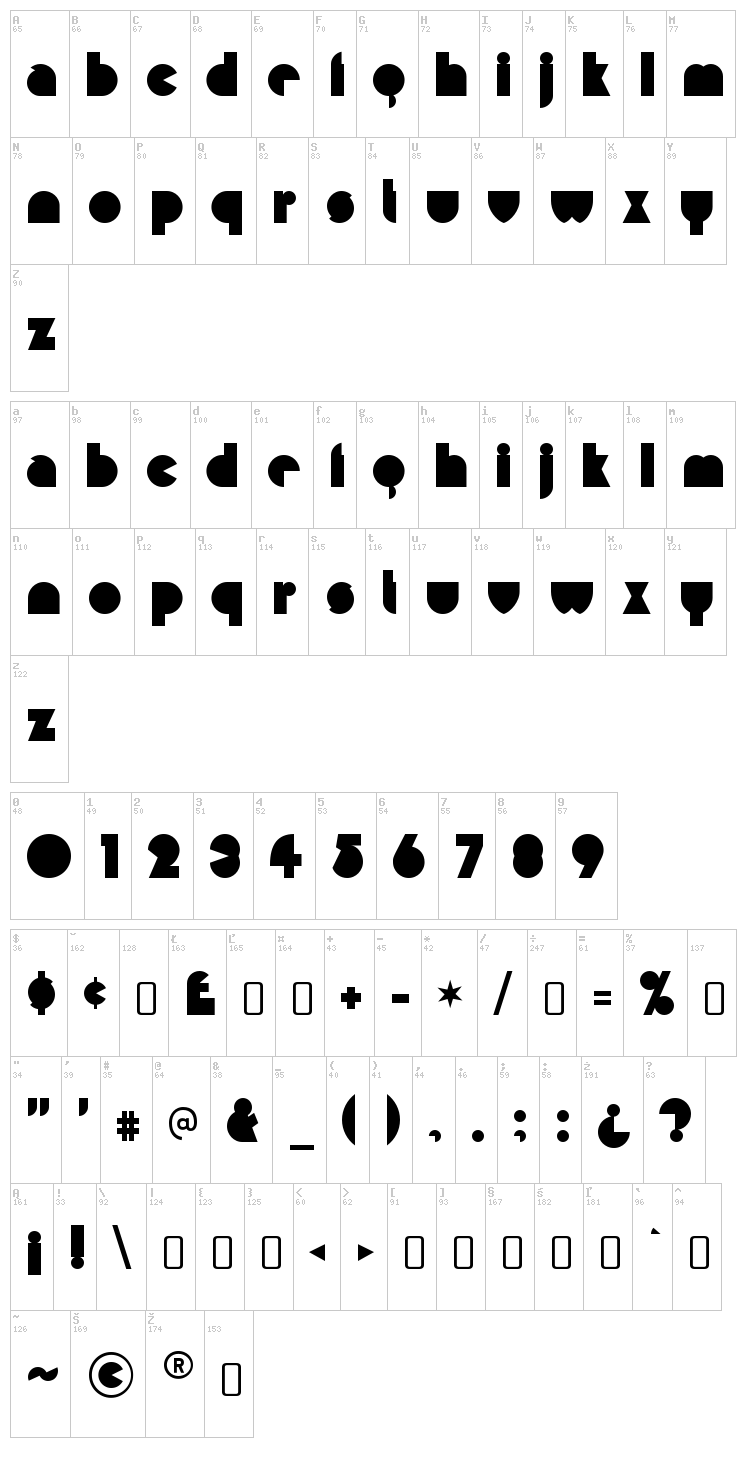 Misirlou font map