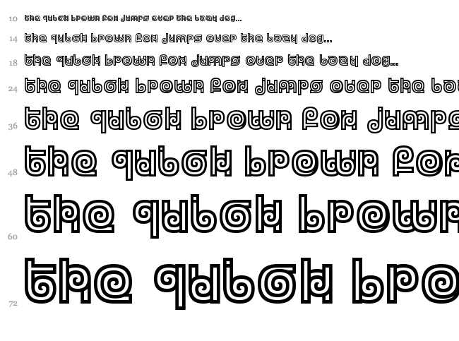 Twizzled font waterfall