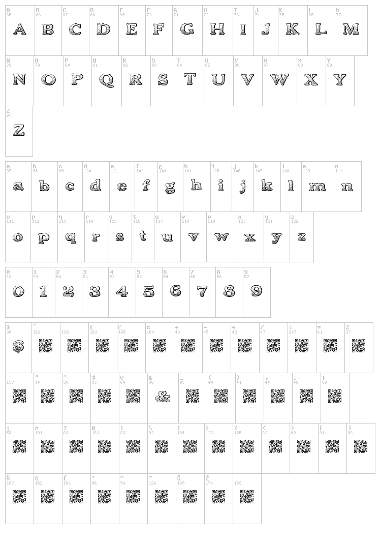 Bold Drink font map