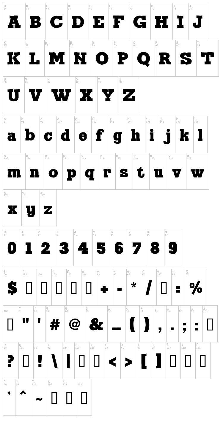 Brennan font map