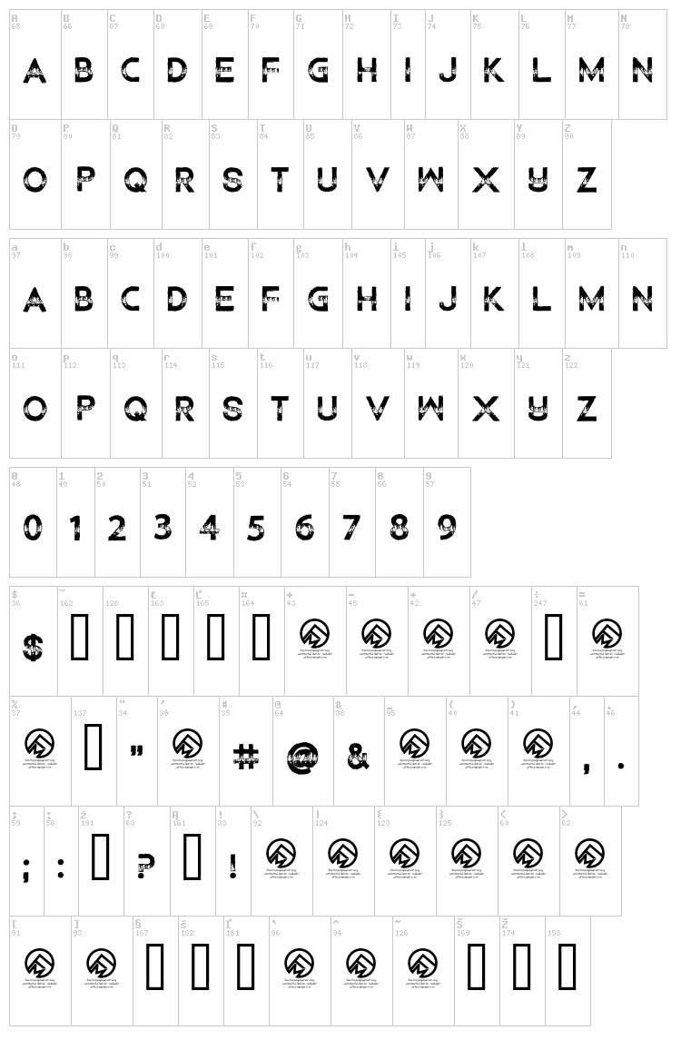 Children Among Lions font map