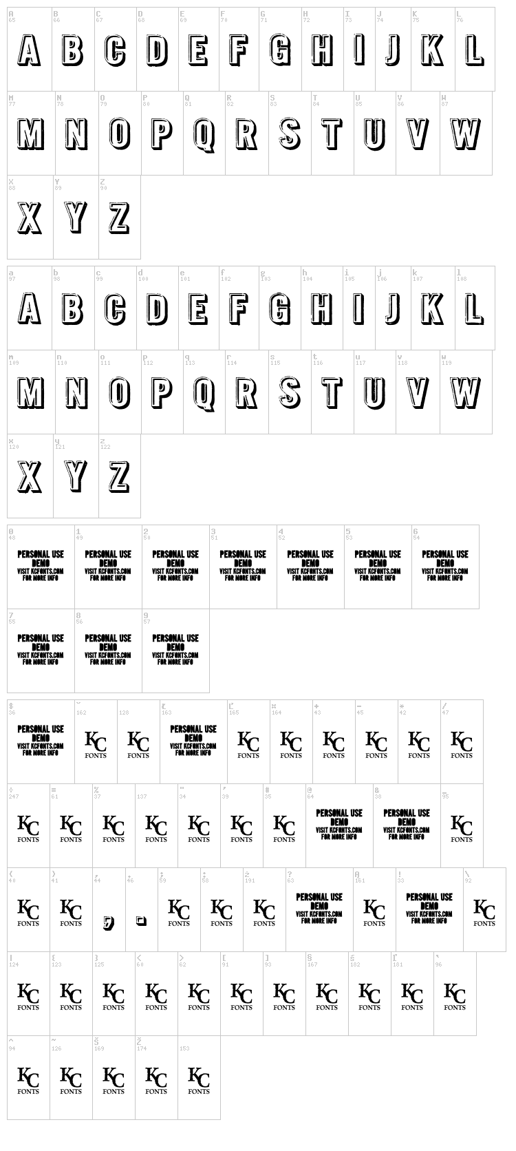 Intaglio font map