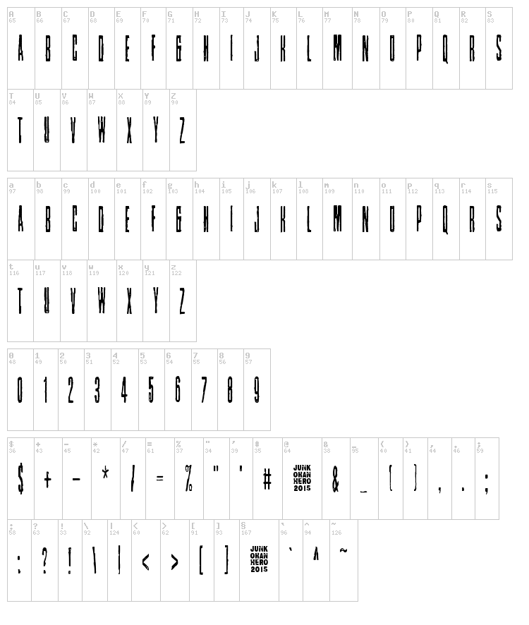 Nollanaama font map