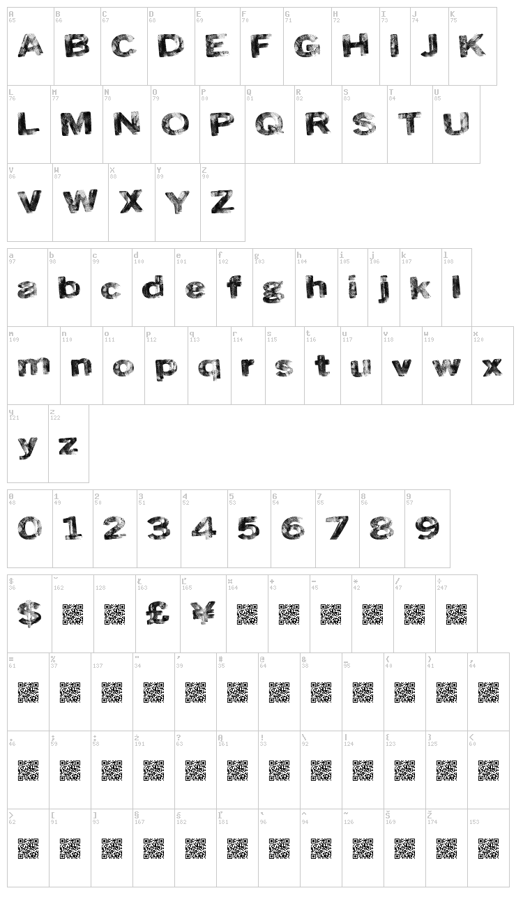 Road Skin font map