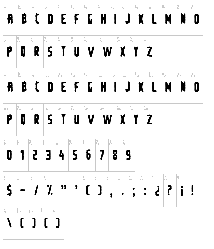 Second Hand Shop font map