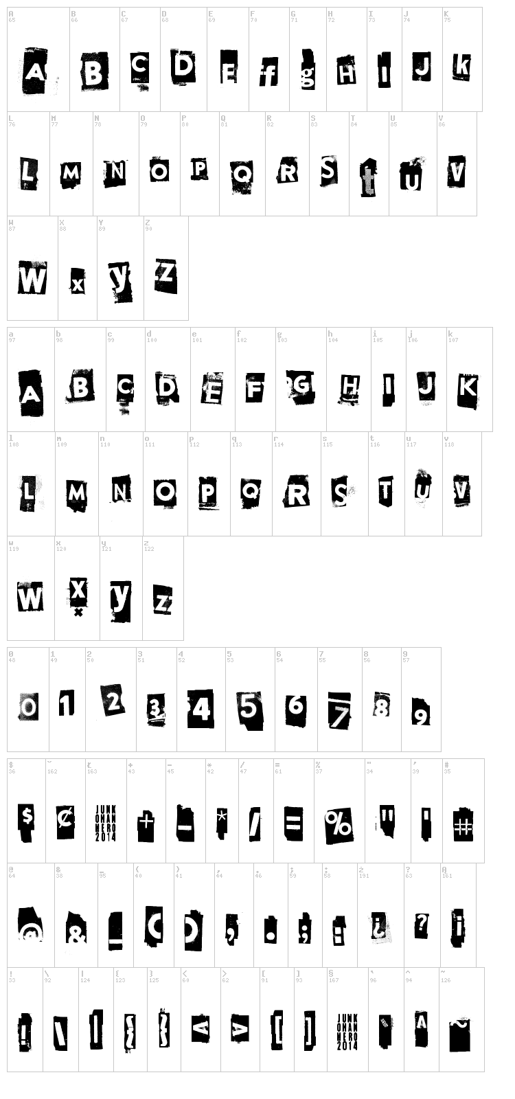 Appendix font map