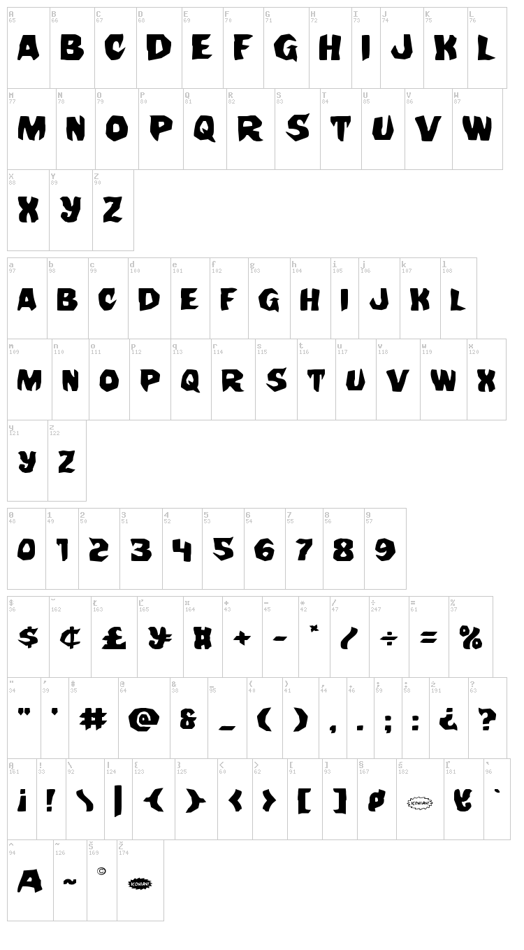 Nightchilde font map