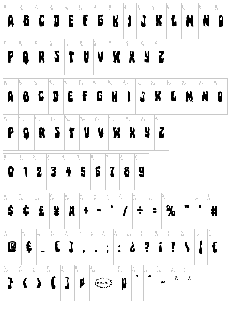 Pocket Monster font map