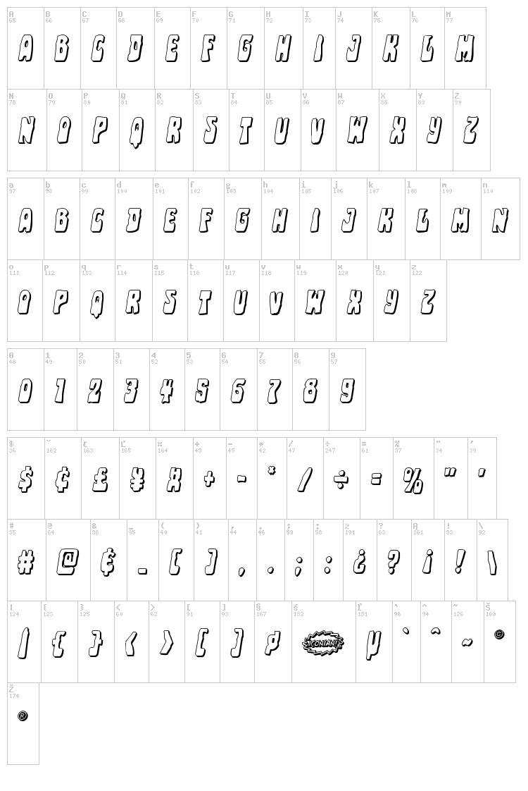 Pocket Monster font map