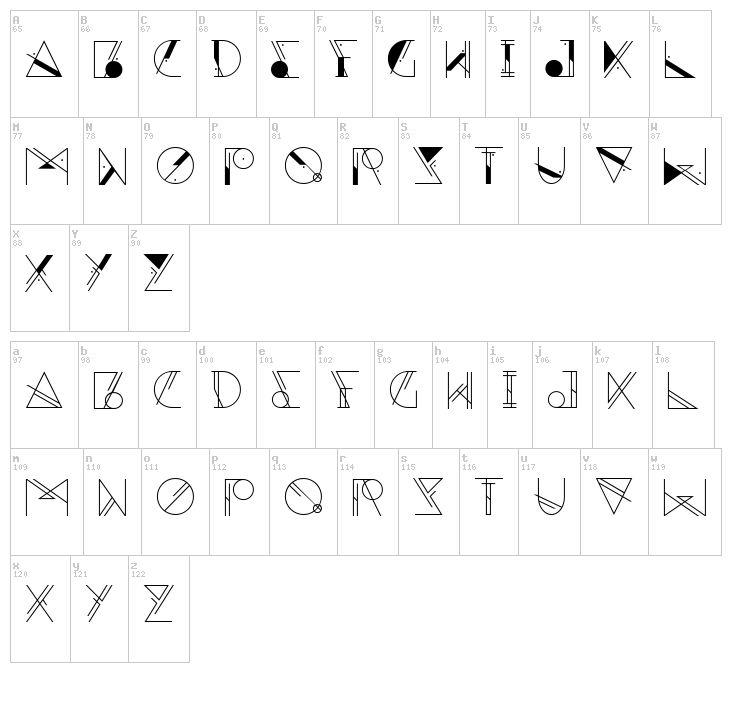 Aesthetika font map