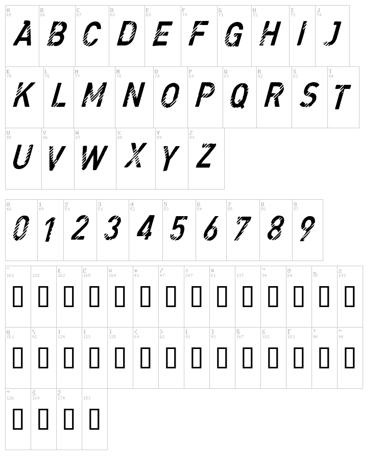CF Denim Jeans font map