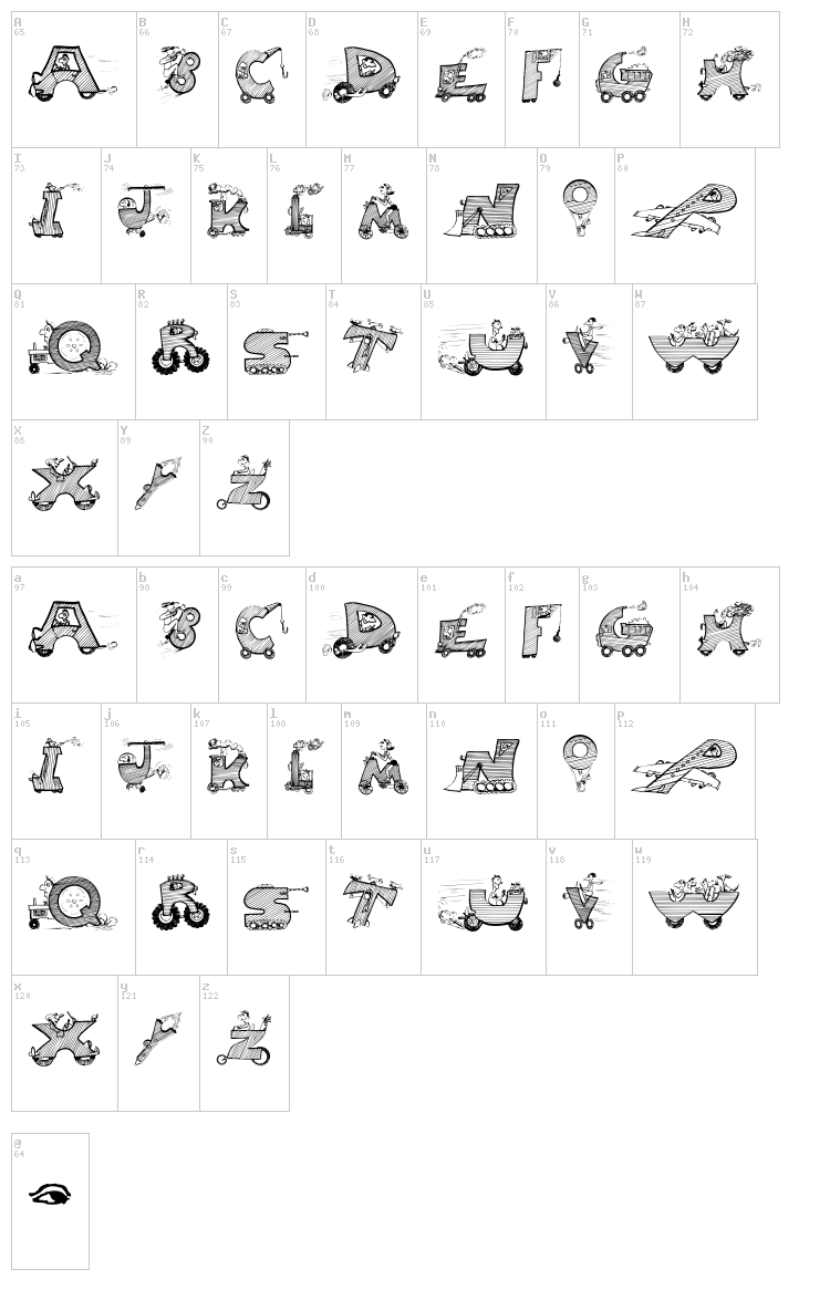 Moving Letters font map