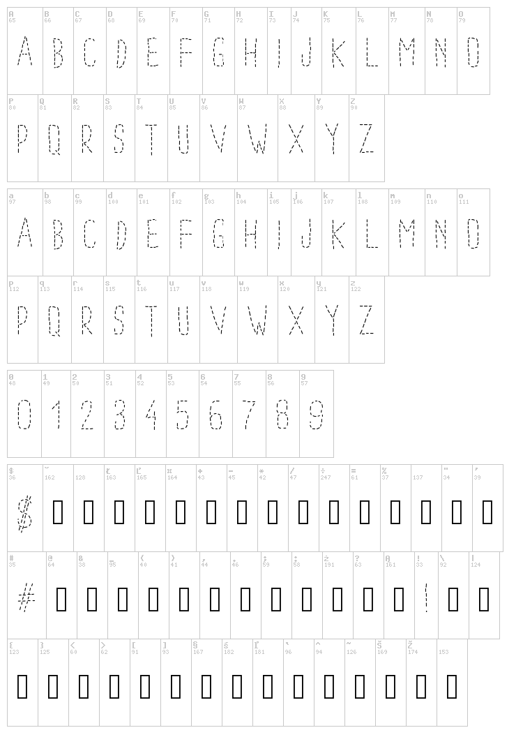 PW Dotted Font font map