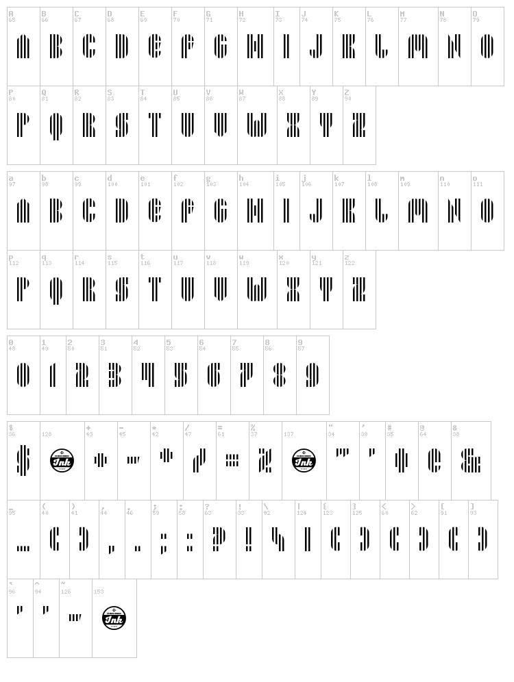 Pyrsing font map