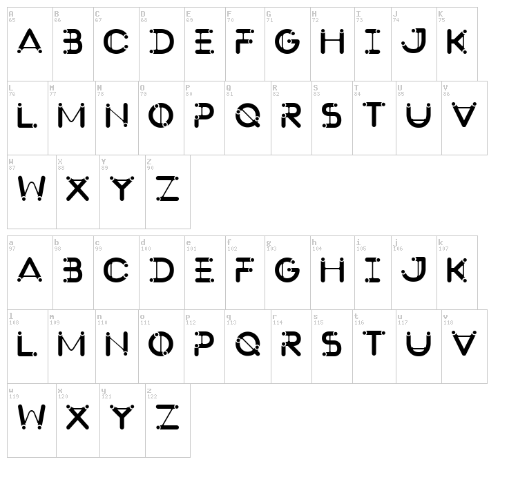 Sling Shot font map