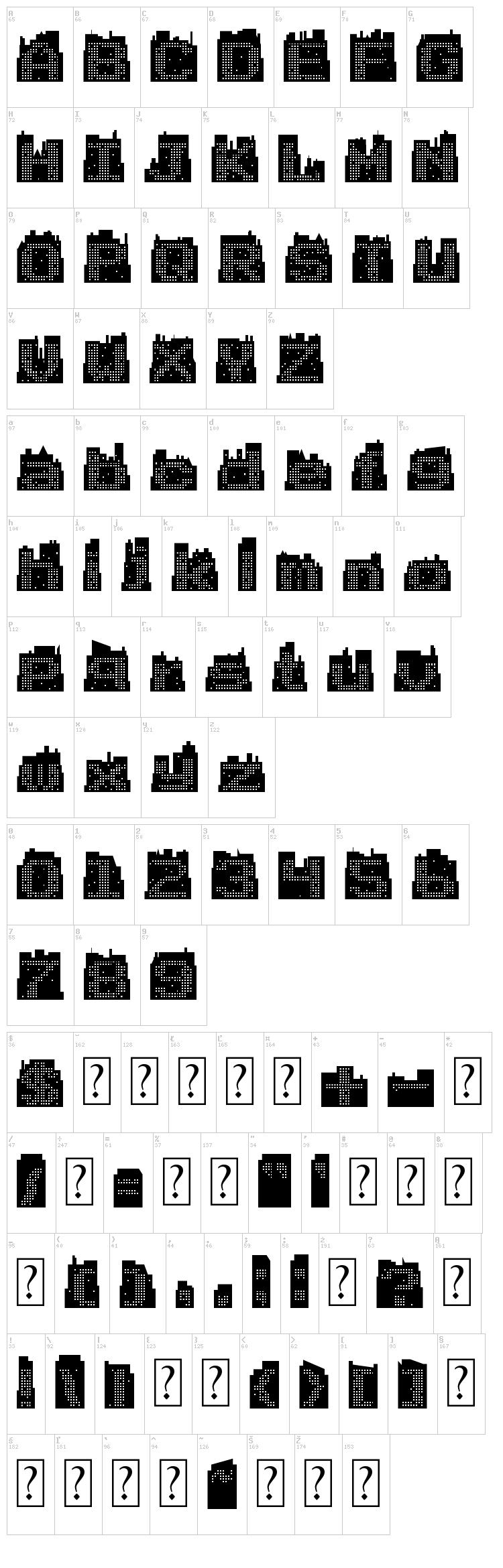 SuperSkyline font map