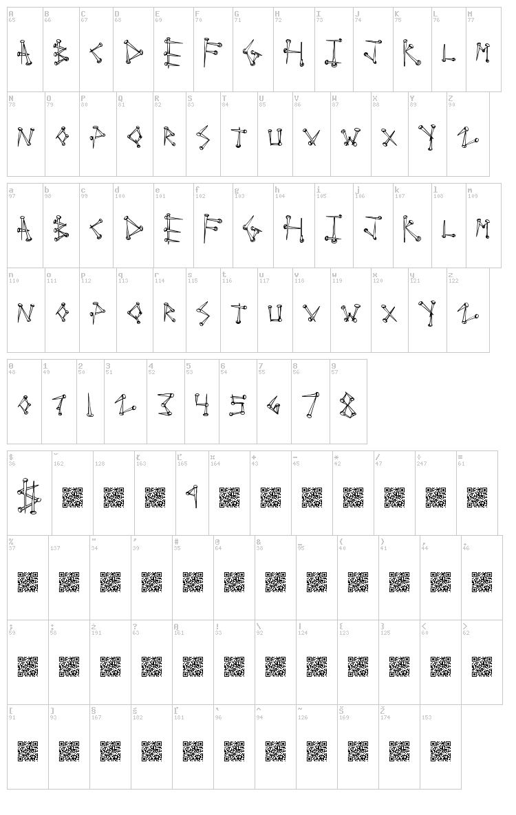 SuperTack font map