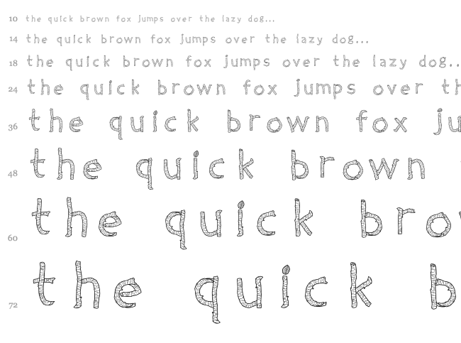 Twiggy font waterfall