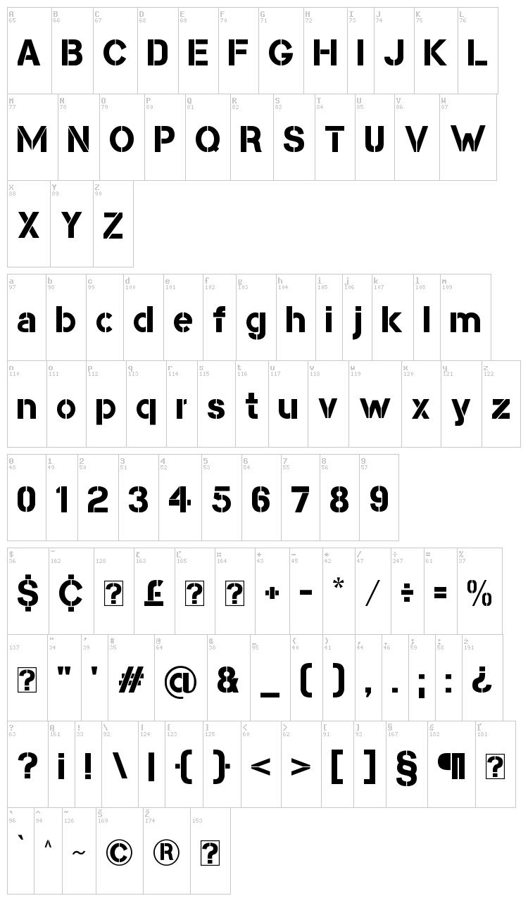 Capture Smallz font map