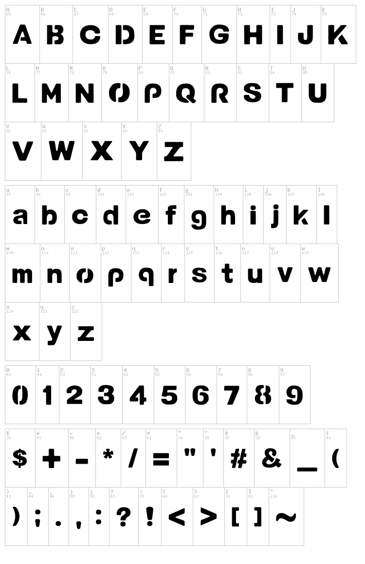Potama font map