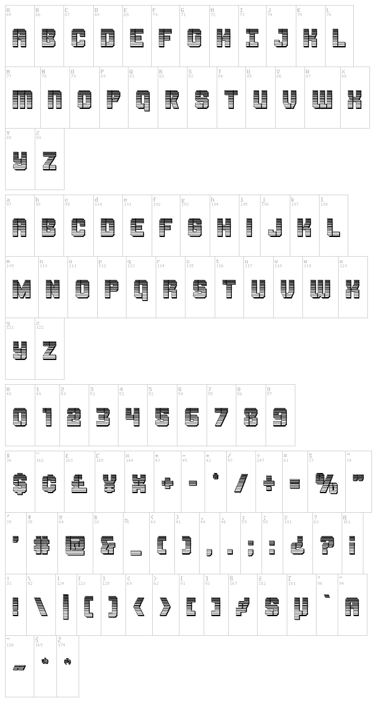 Thunder Trooper font map
