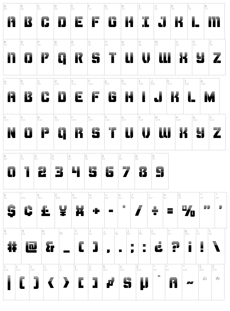 Thunder Trooper font map