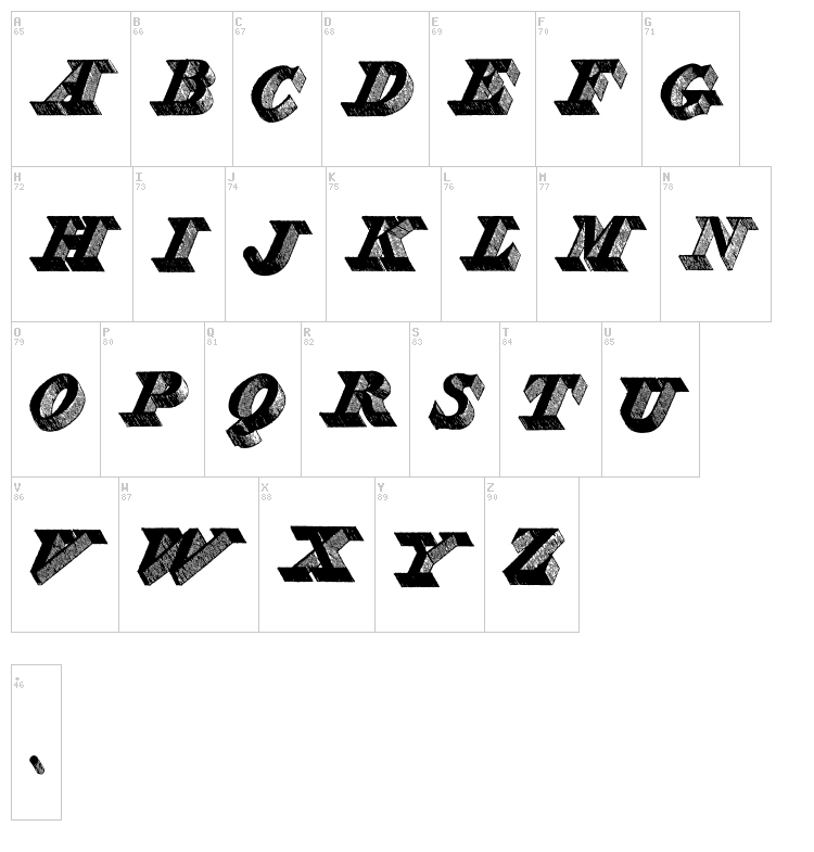 Engravier Initials font map