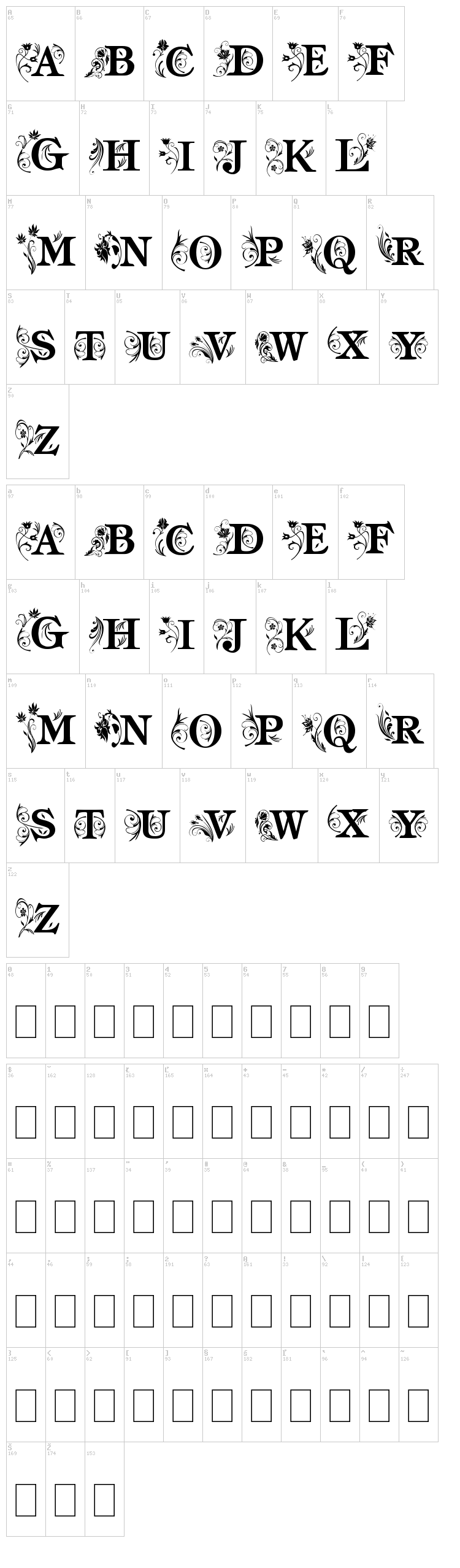 AM Intex font map
