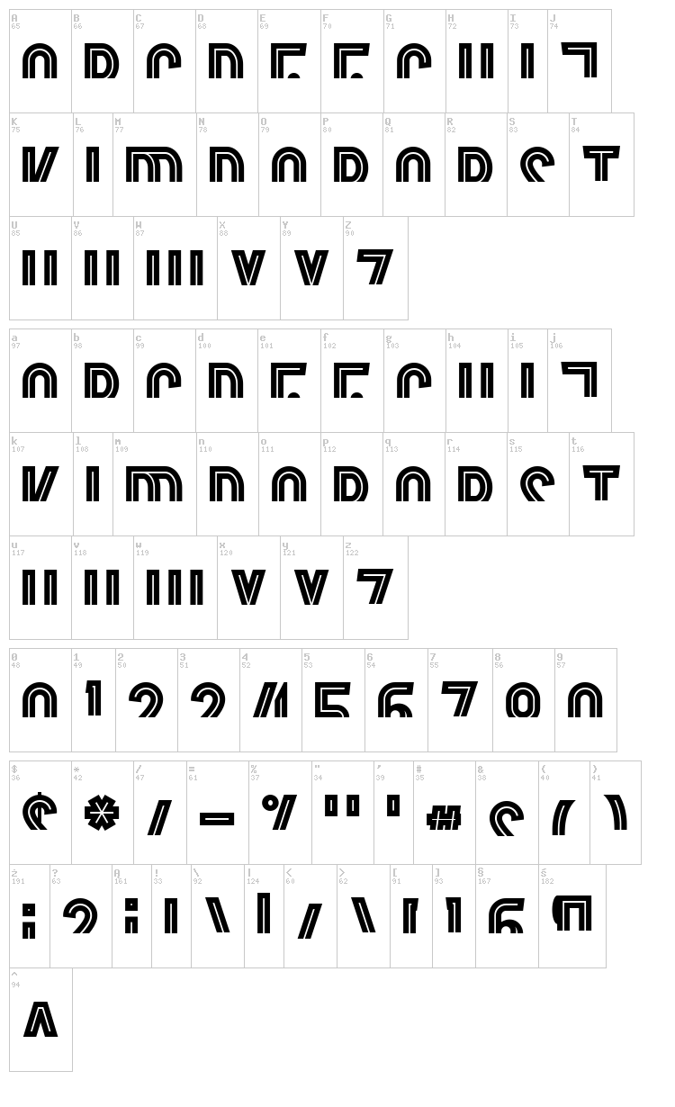 Border Control font map