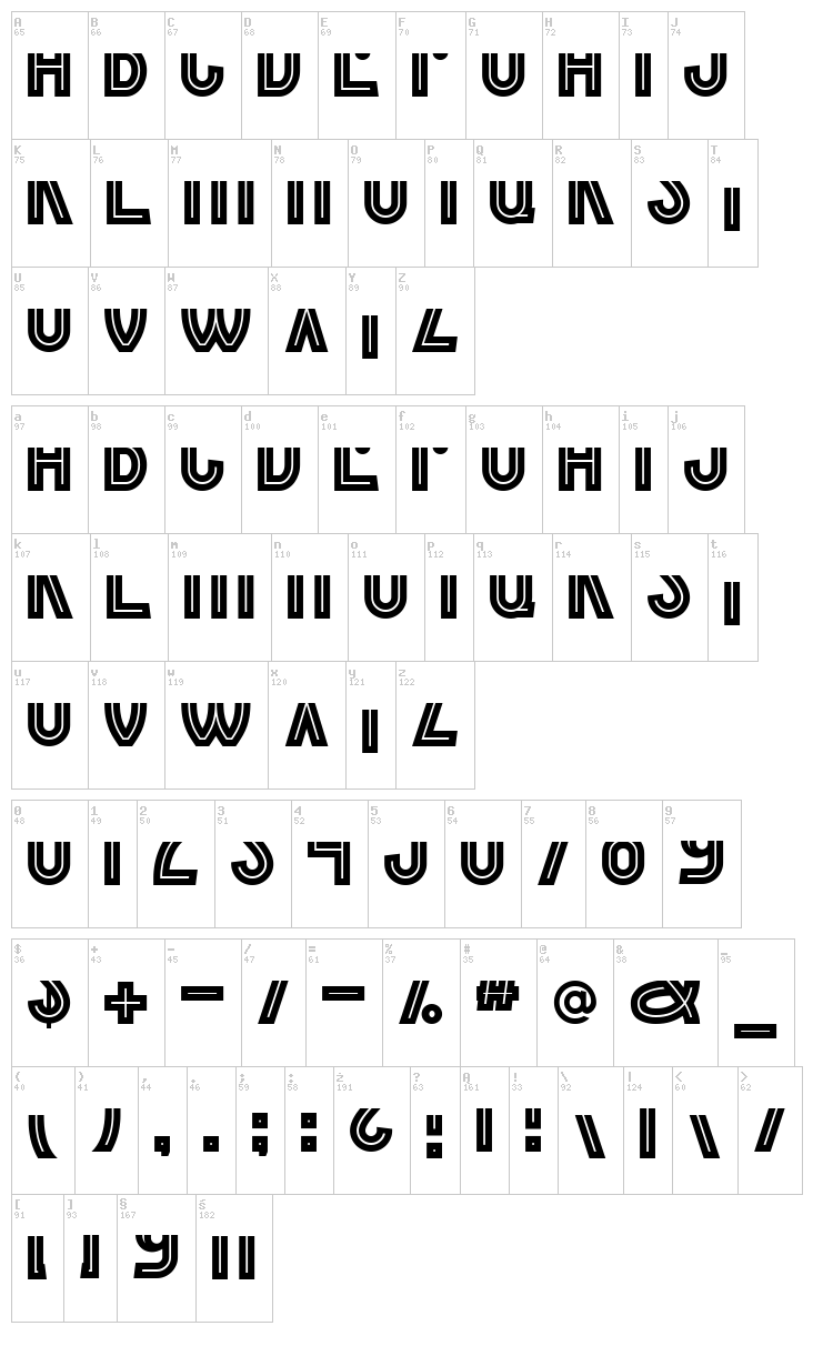 Border Control font map