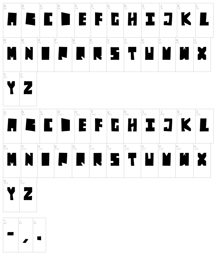Decades font map