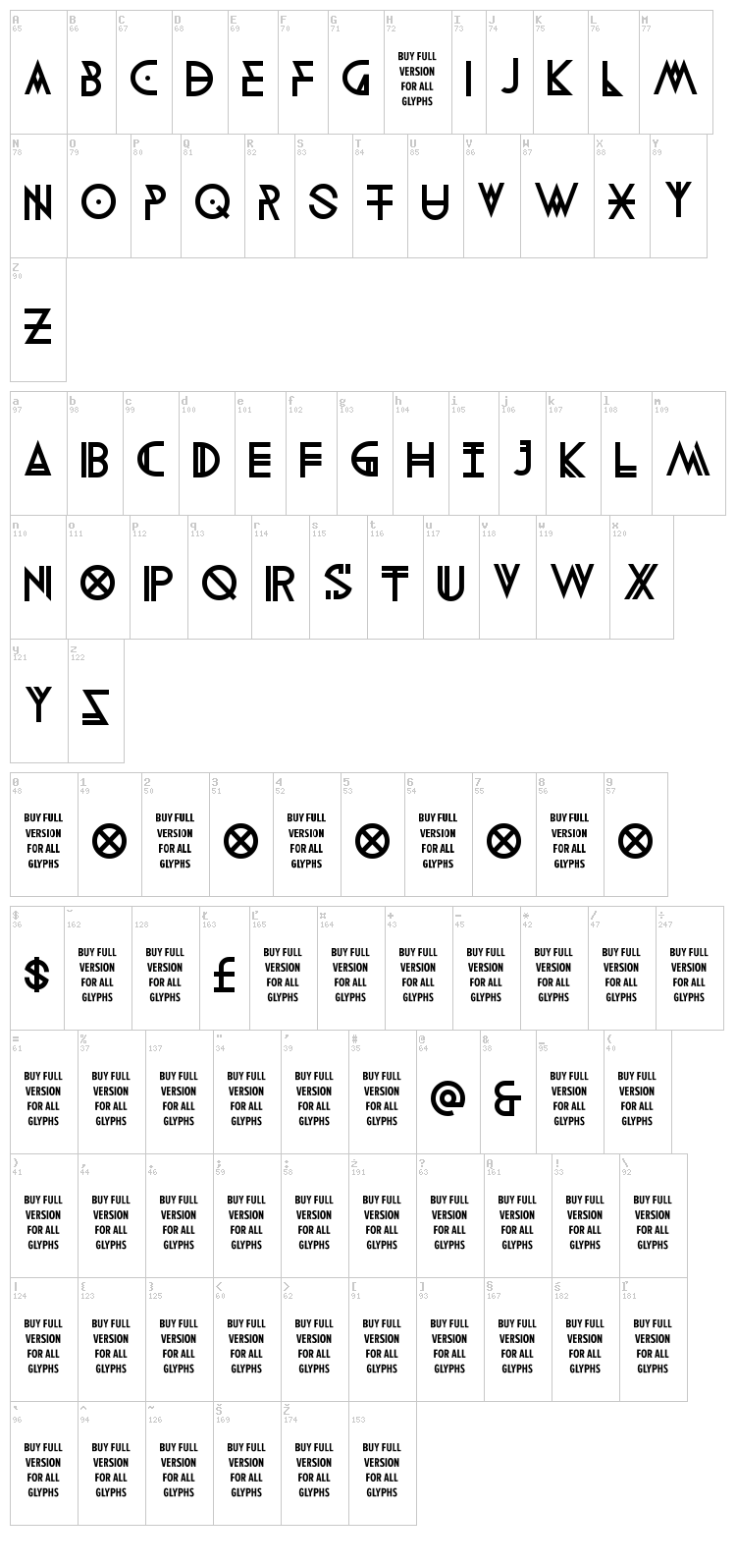 Digital Therapy font map