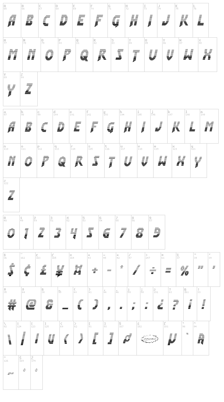 Flash Rogers font map