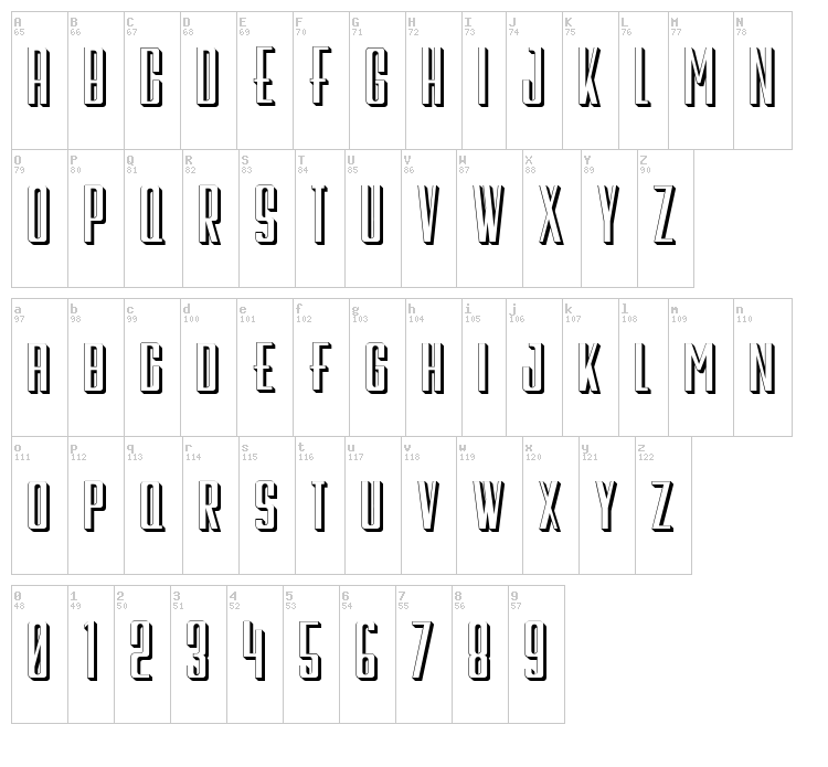 Galah Panjang font map