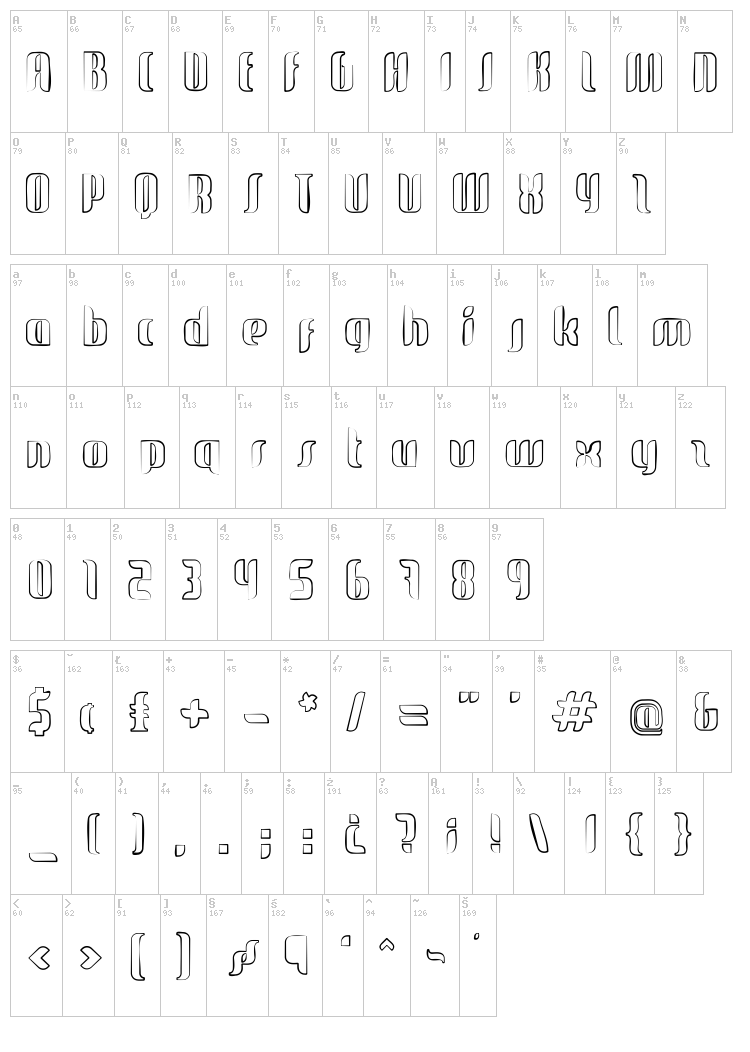 Glide Sketch Sketch font map