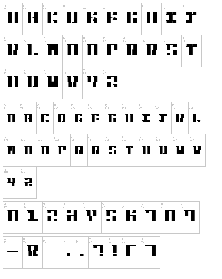 Hardbaq font map