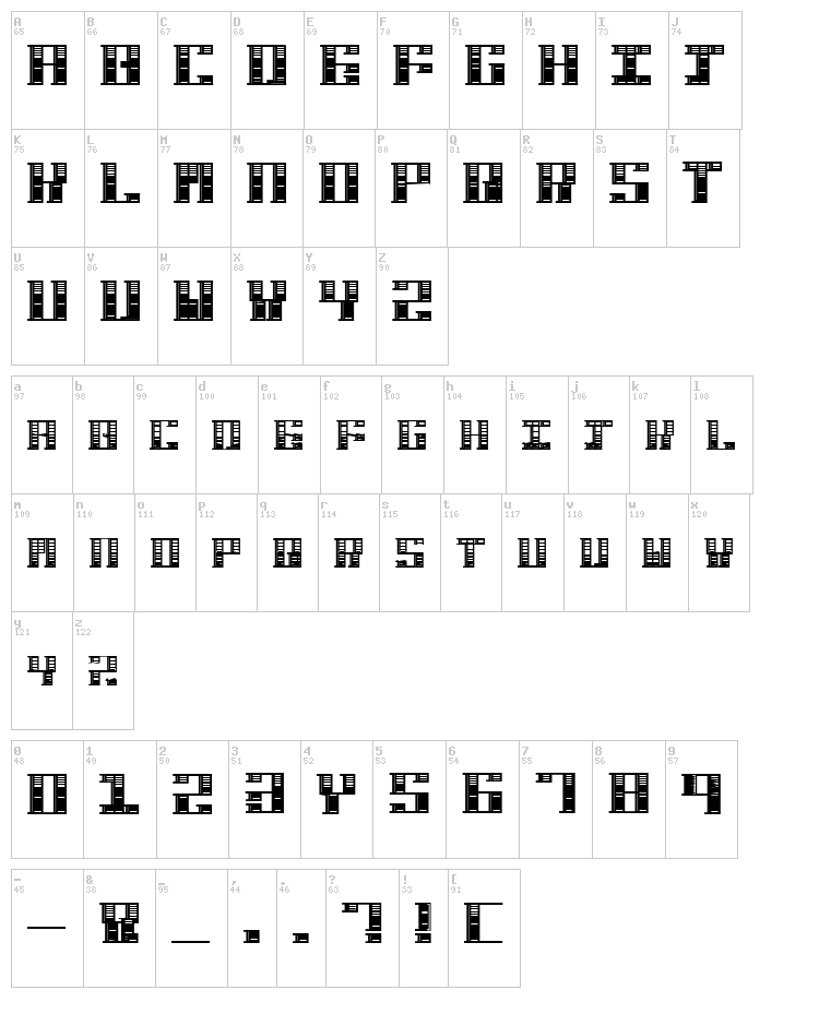 Hardbaq font map