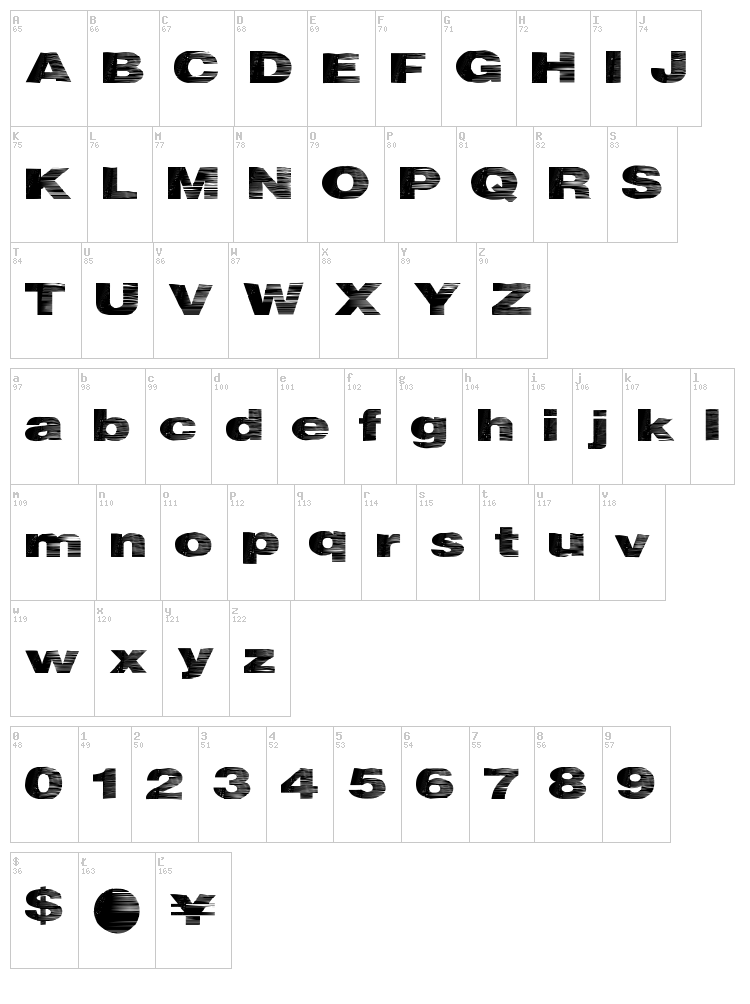 Heat Wave font map