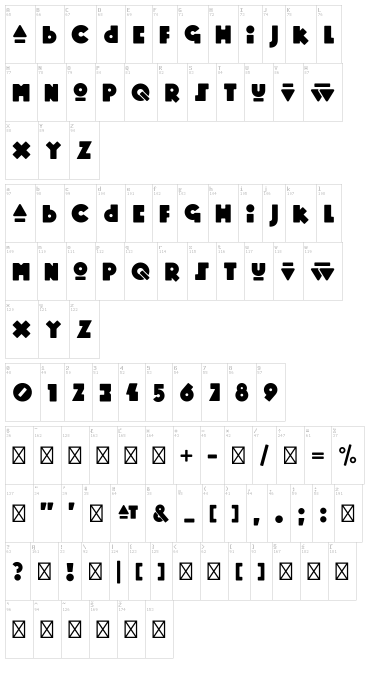 Mopster font map