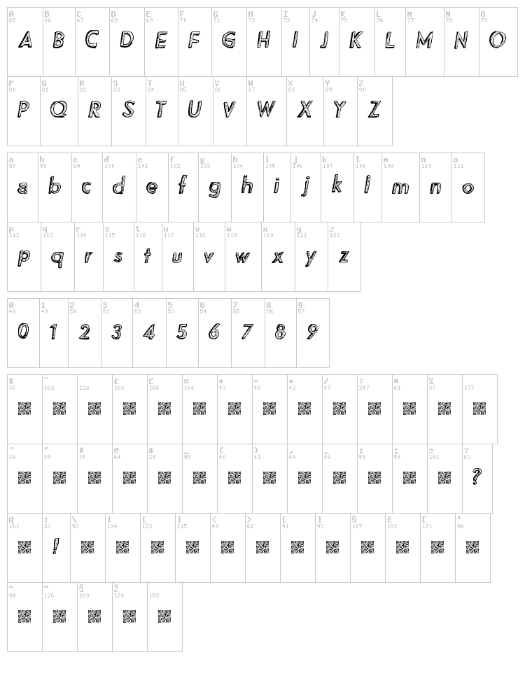 Movie Nite font map