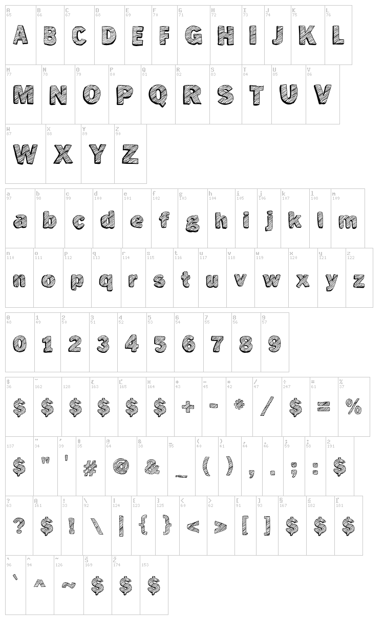 Not Tuned TV font map