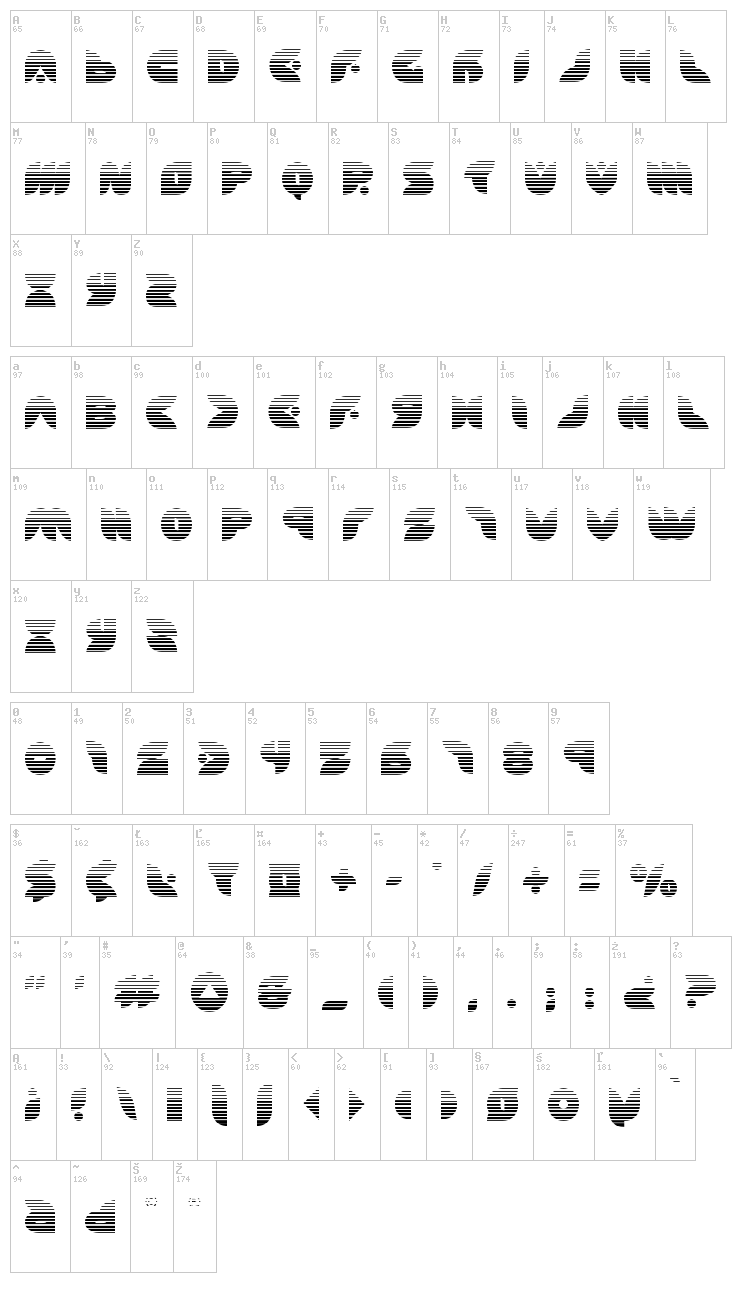 Puff Angel font map