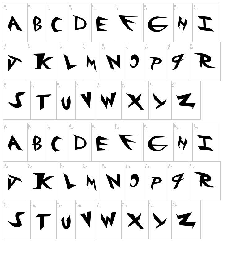 Rockster font map