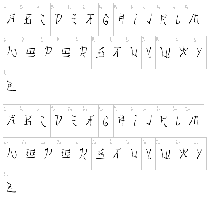 Brushido font map
